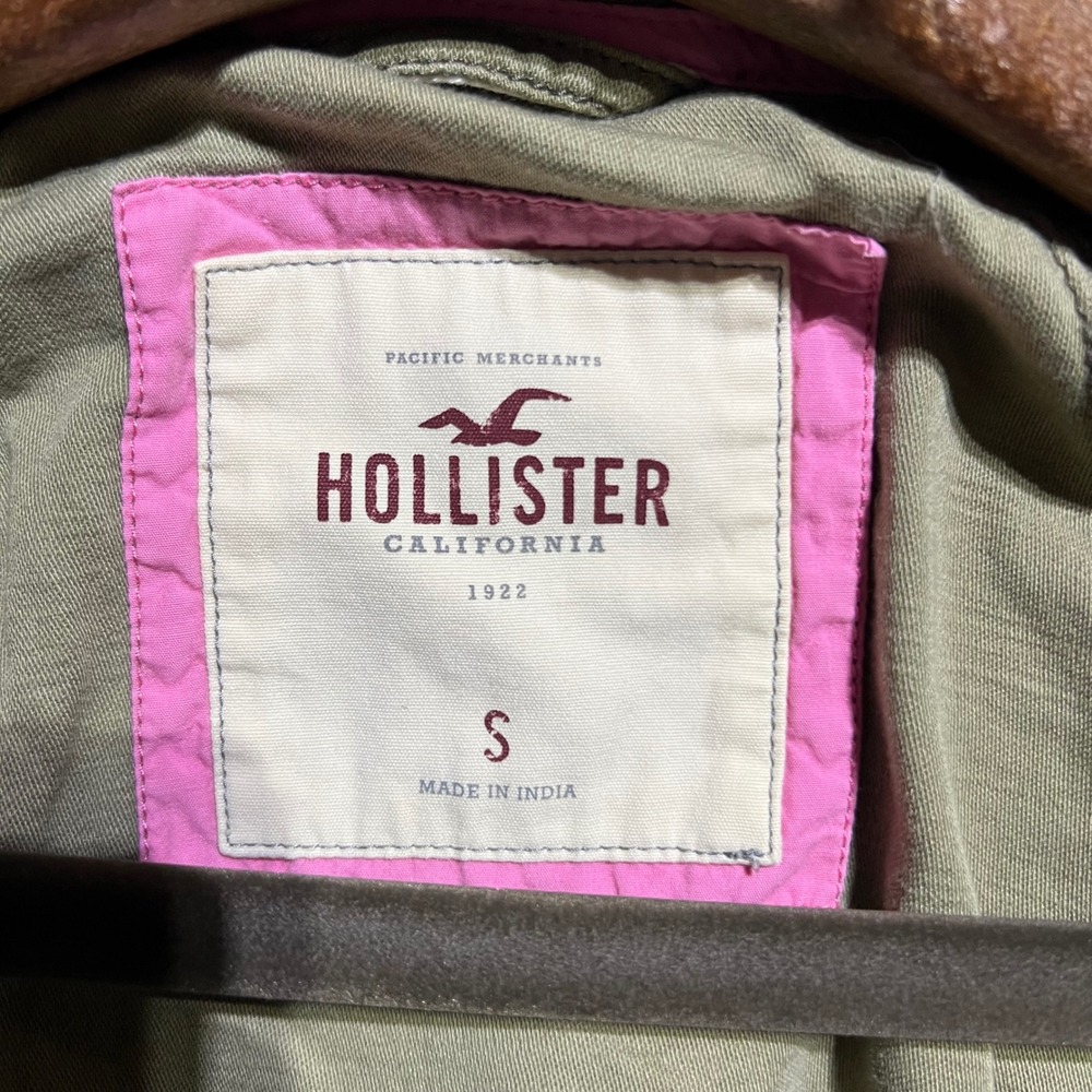 Vintage Hollister Full Zip Jacket Womens Small Green Utility Funnel Neck Cotton - Picture 8 of 12
